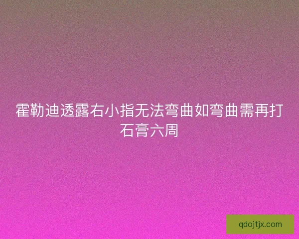 霍勒迪透露右小指无法弯曲如弯曲需再打石膏六周