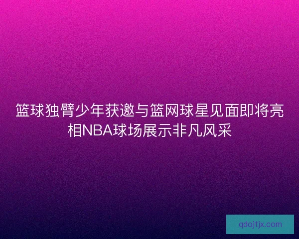 篮球独臂少年获邀与篮网球星见面即将亮相NBA球场展示非凡风采 篮球独臂少年获邀与篮网球星见面即将亮相NBA球场展示非凡风采