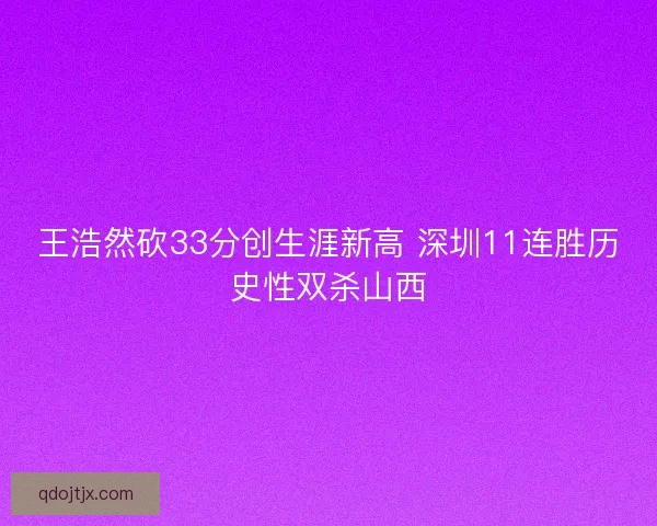 王浩然砍33分创生涯新高 深圳11连胜历史性双杀山西 王浩然砍33分创生涯新高 深圳11连胜历史性双杀山西